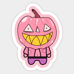 Pink Zombie Pumpkin Man of Halloween Sticker
